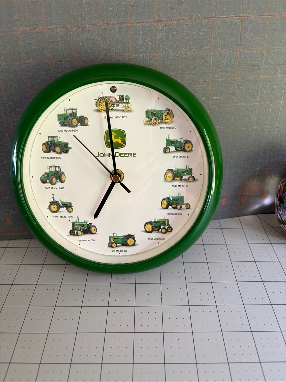 John Deere Green and Yellow Tractor Timeline Wall Clock